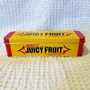 Vintage Wrigley's Juicy Fruit Chewing Gum Metal Tin Collectible Yellow Storage